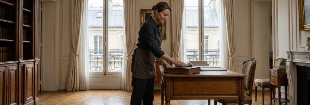 Employée de maison travaillant dans une résidence privée haut de gamme en France
